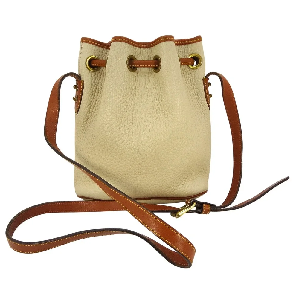 Vintage Dooney Bourke All Weather‎ Sm Drawstring Bucket Bag Leather Crossbody - Picture 2 of 10